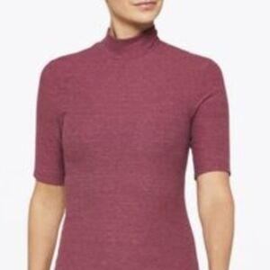 Mohnton Made Half Sleeve Mock Neck Ribbed Top- 2X